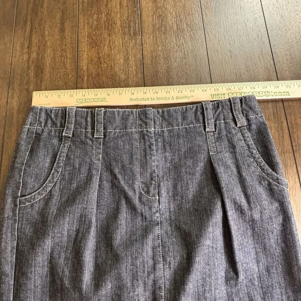 Ann Taylor Loft Women's Dark Wash Blue Denim Wide Hem Skirt Size 14 NEW!
